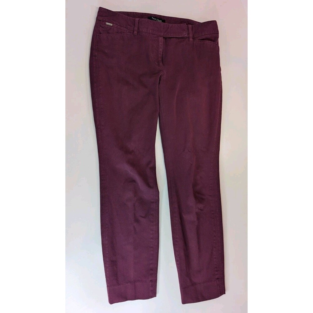 White House Black Market Burgundy Ankle Pants Size 4R Stretch Slim Fit EUC